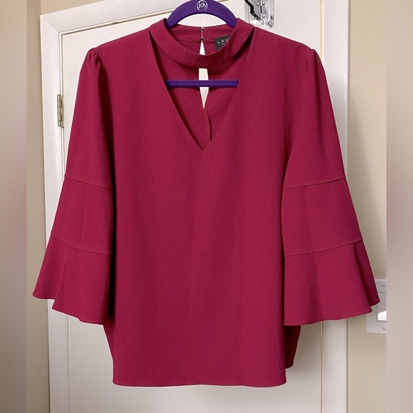 Laundry by Shelli Segal Bell Sleeve Blouse Plum Size Medium - Picture 1 of 6